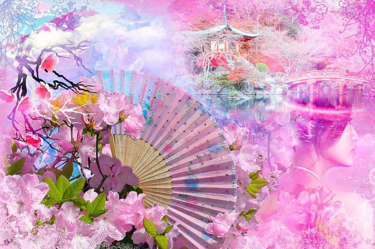 Фотообои в интерьере японский парк  6-075 фото