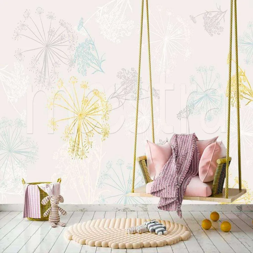 Фотообои в интерьере светлые листья  15-511 фото