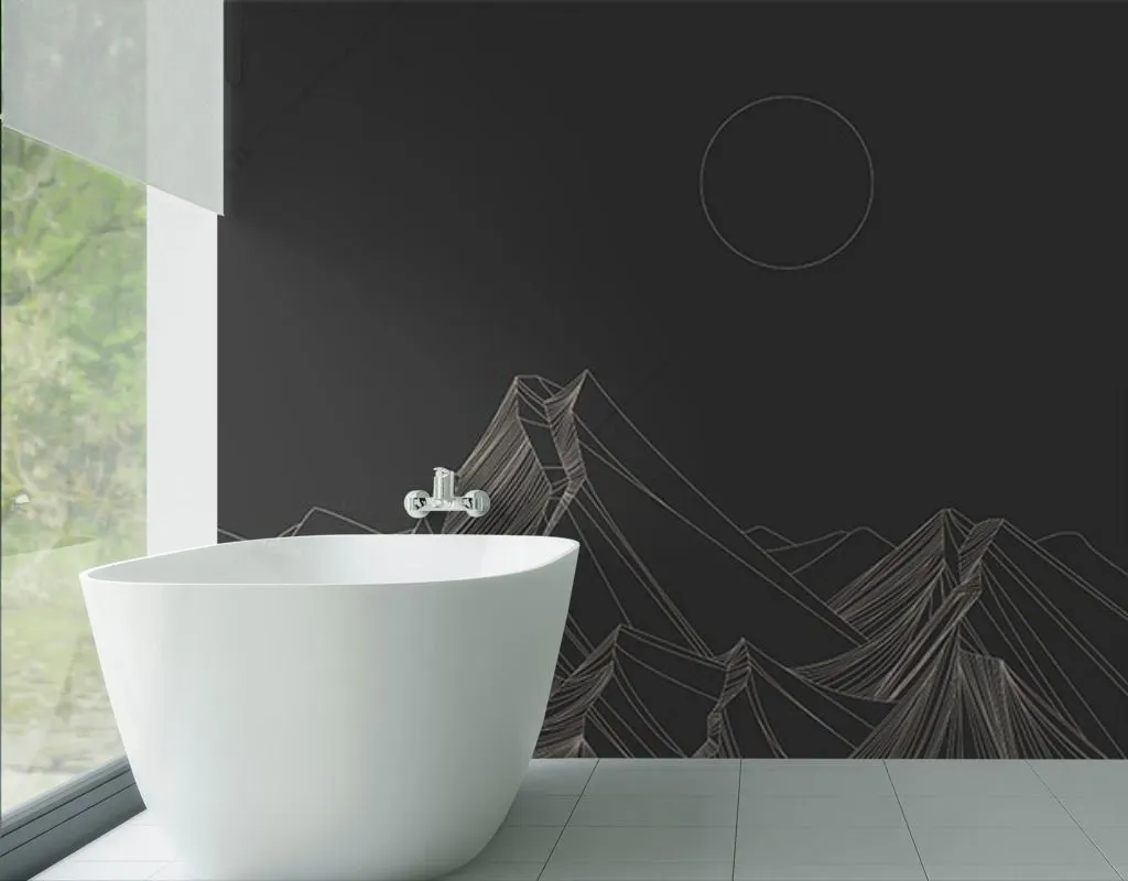 Фотообои в интерьере горы на черном фоне  9-1610 фото