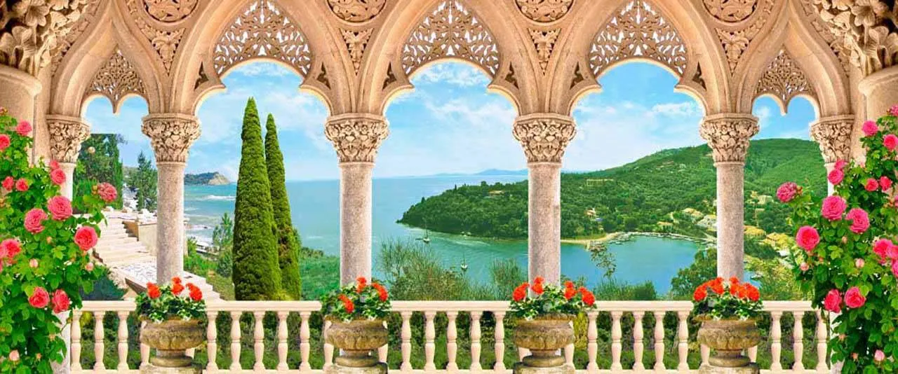 Фотообои в интерьере арки на балконе  2-008 фото