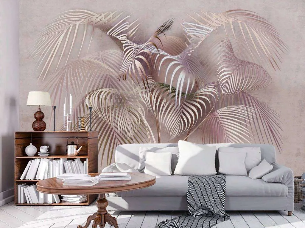 Фотообои в интерьере 3д папоротник  13-250 фото
