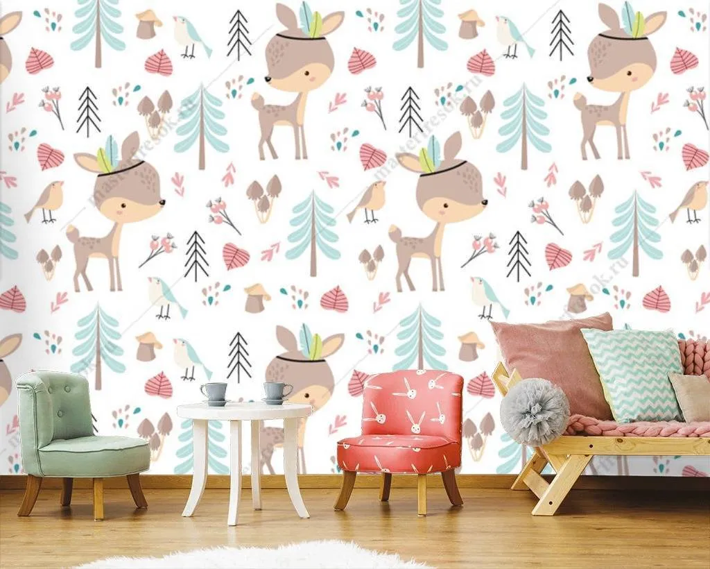 Фотообои Олени и елочки  12-679