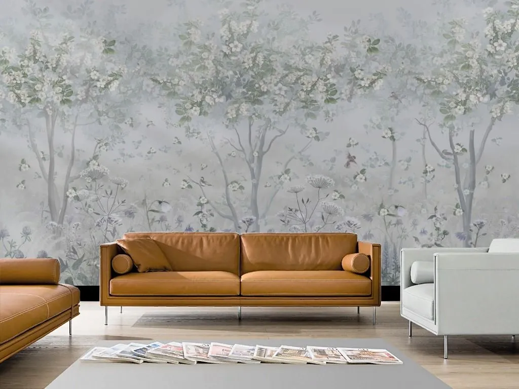 Фотообои в интерьере лес светлый зеленый  13-709 фото