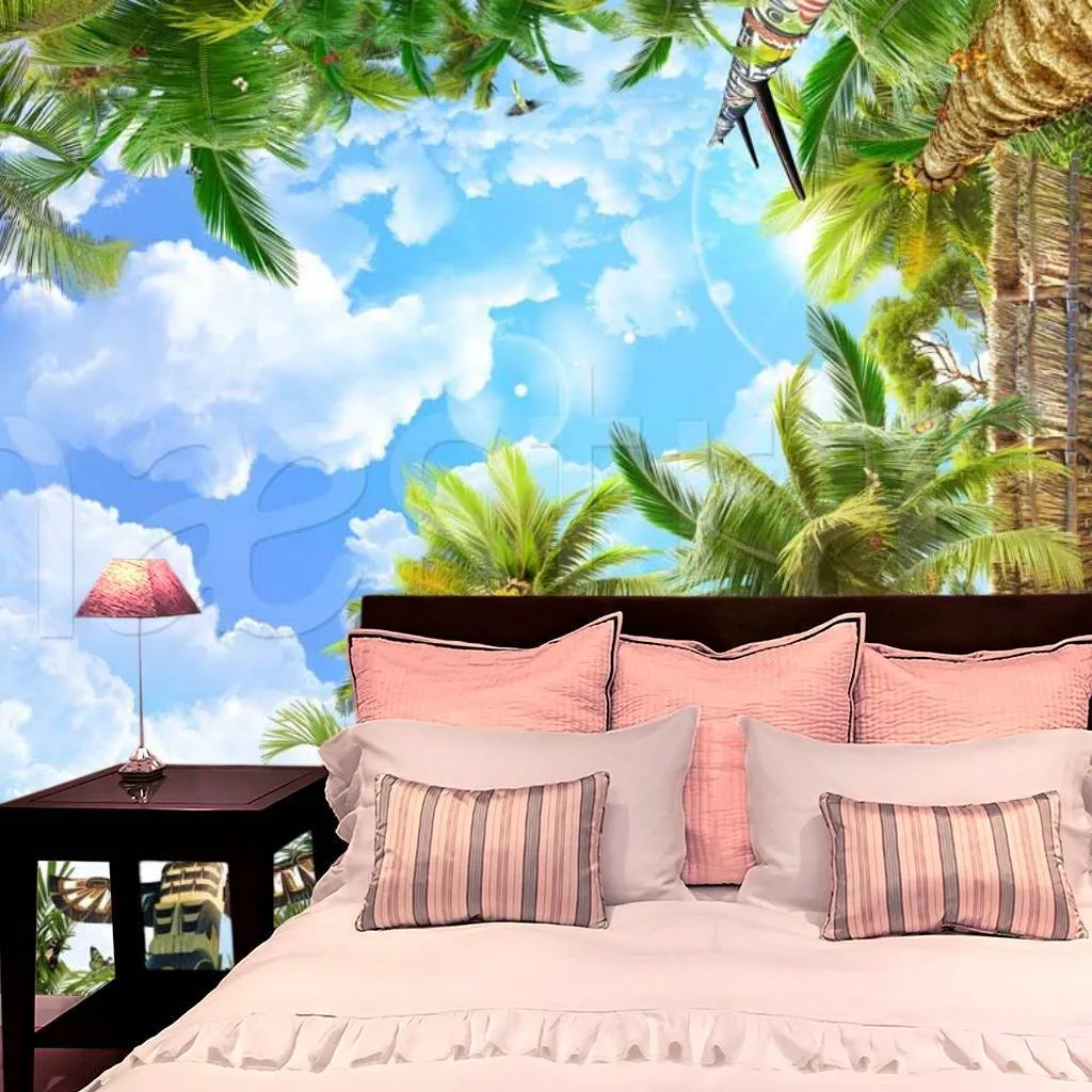 Фотообои Потолочный сюжет с пальмами изящно уходящими вверх  11-137