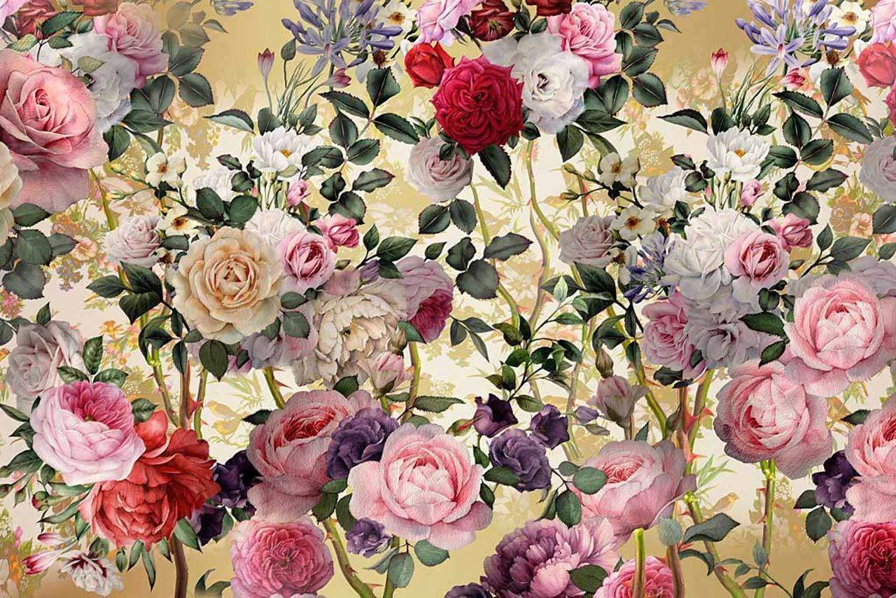 Фотообои в интерьере цветы розы яркие  7-390 фото