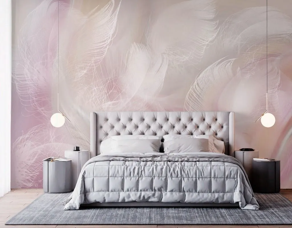 Фотообои в интерьере перья 3д  13-698 фото