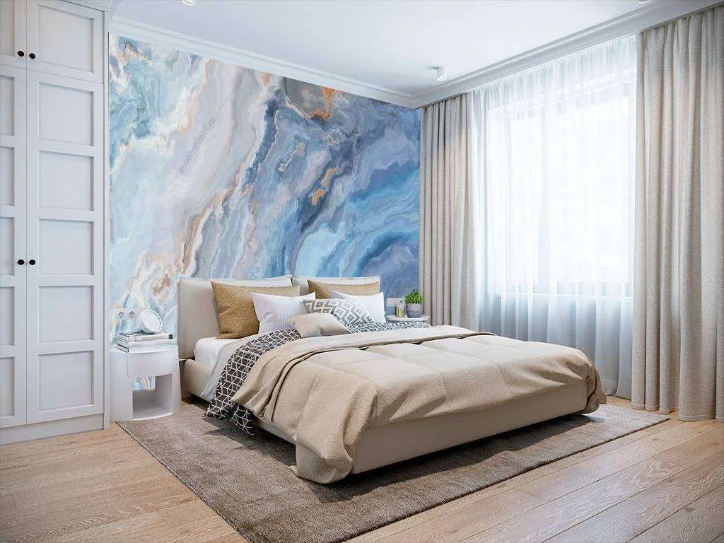 Фотообои в интерьере голубой оникс срез  9-1058 фото