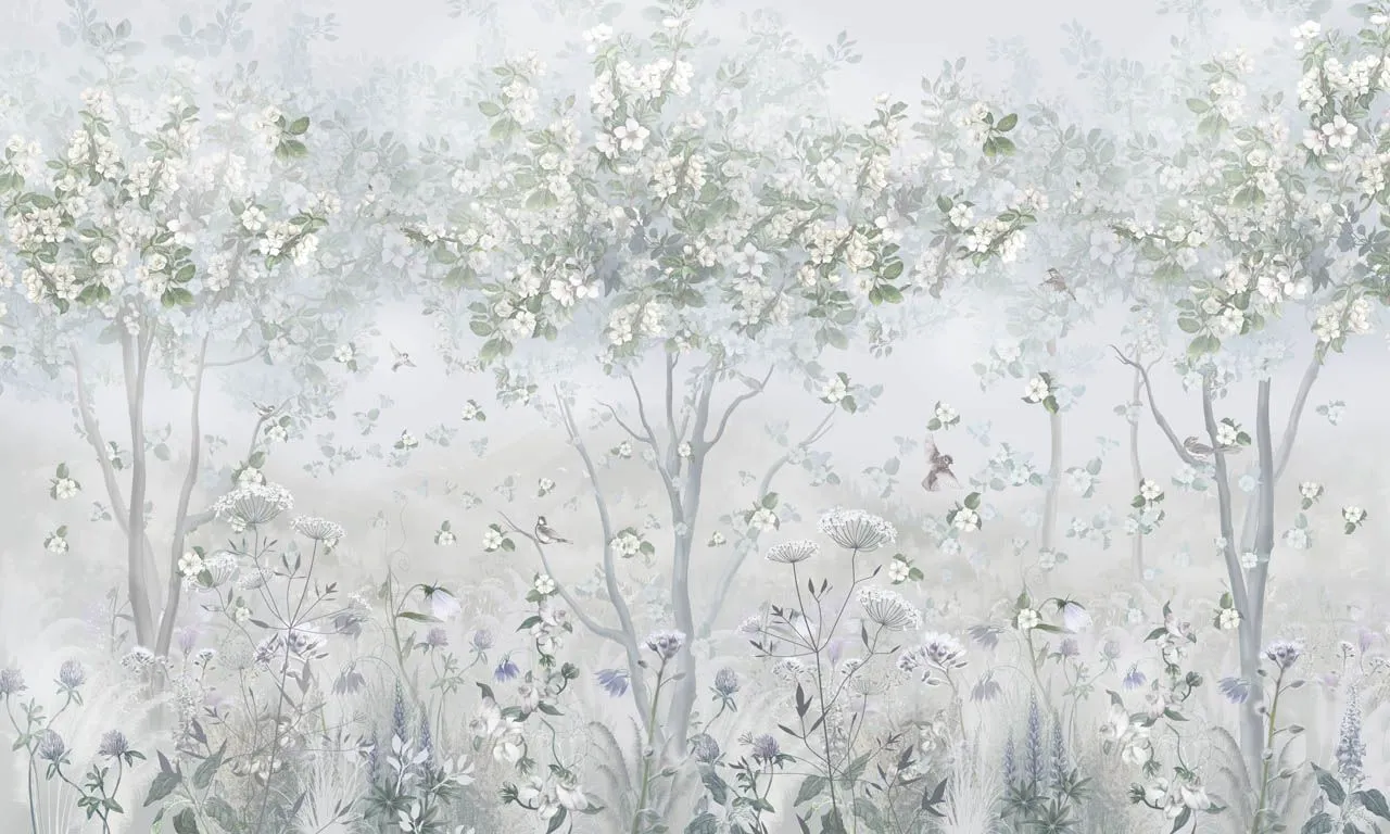 Фотообои в интерьере лес светлый зеленый  13-709 фото