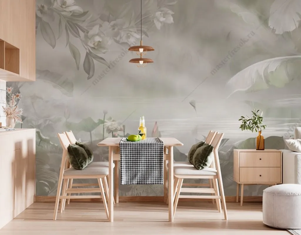 Фотообои в интерьере тропический лес в тумане  13-470 фото