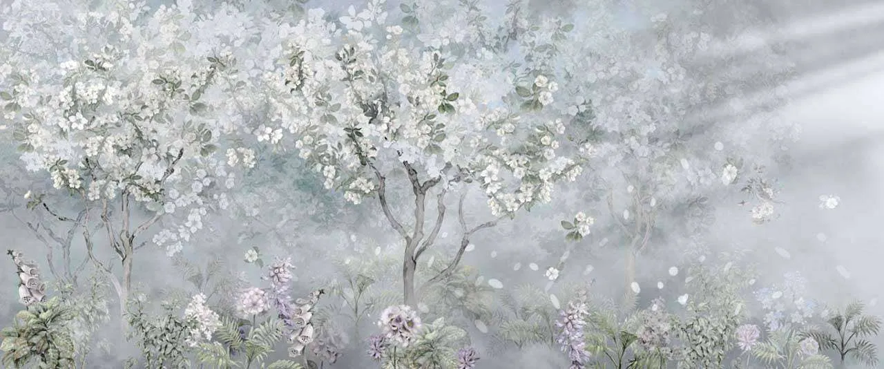 Фотообои в интерьере цветущее дерево  13-200 фото