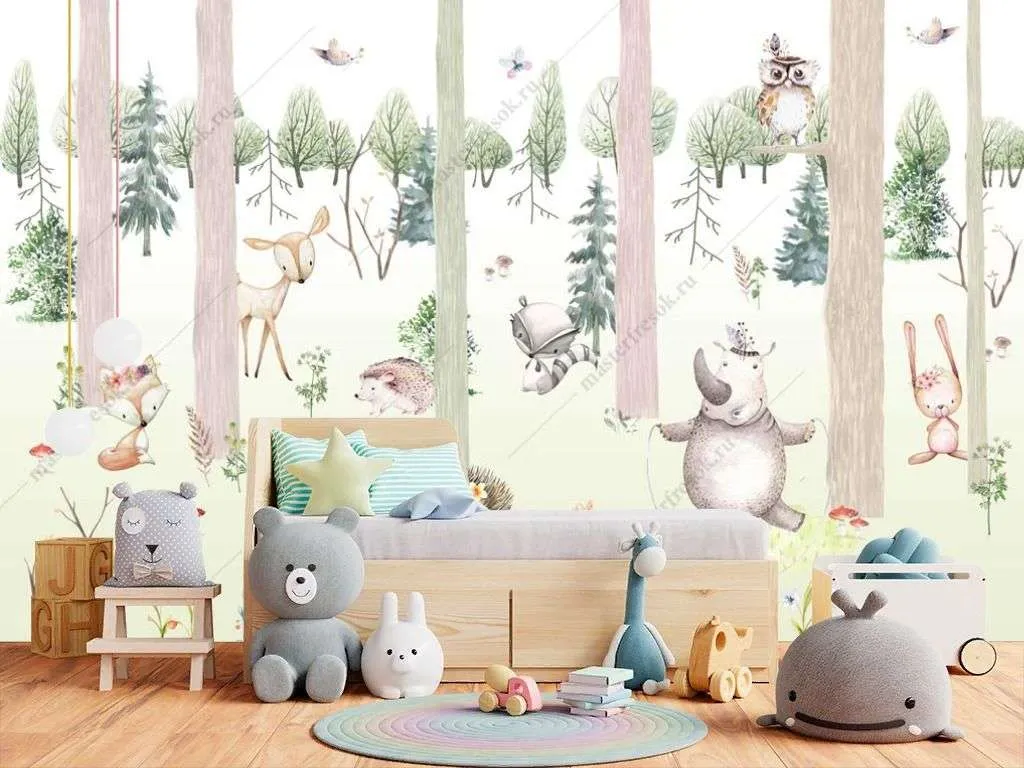 Фотообои в интерьере детский лес  14-253 фото