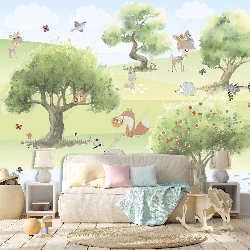 Фотообои Бесшовные обои на стену:  Животные в лесу. Артикул: 13-164  