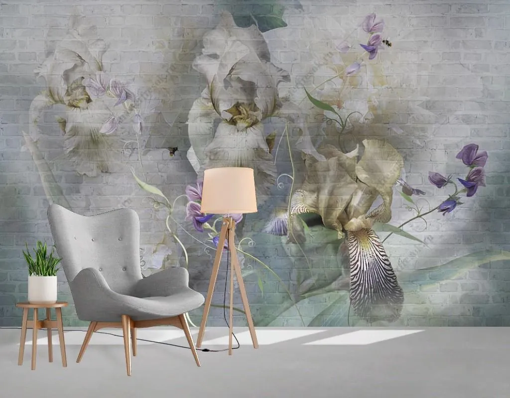 Фотообои в интерьере цветочный букет в дымке  13-469 фото