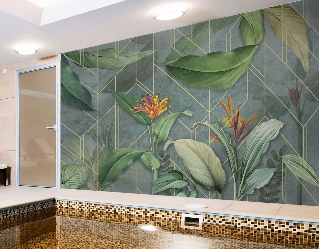 Фотообои в интерьере тропики в геометрии  9-1646 фото