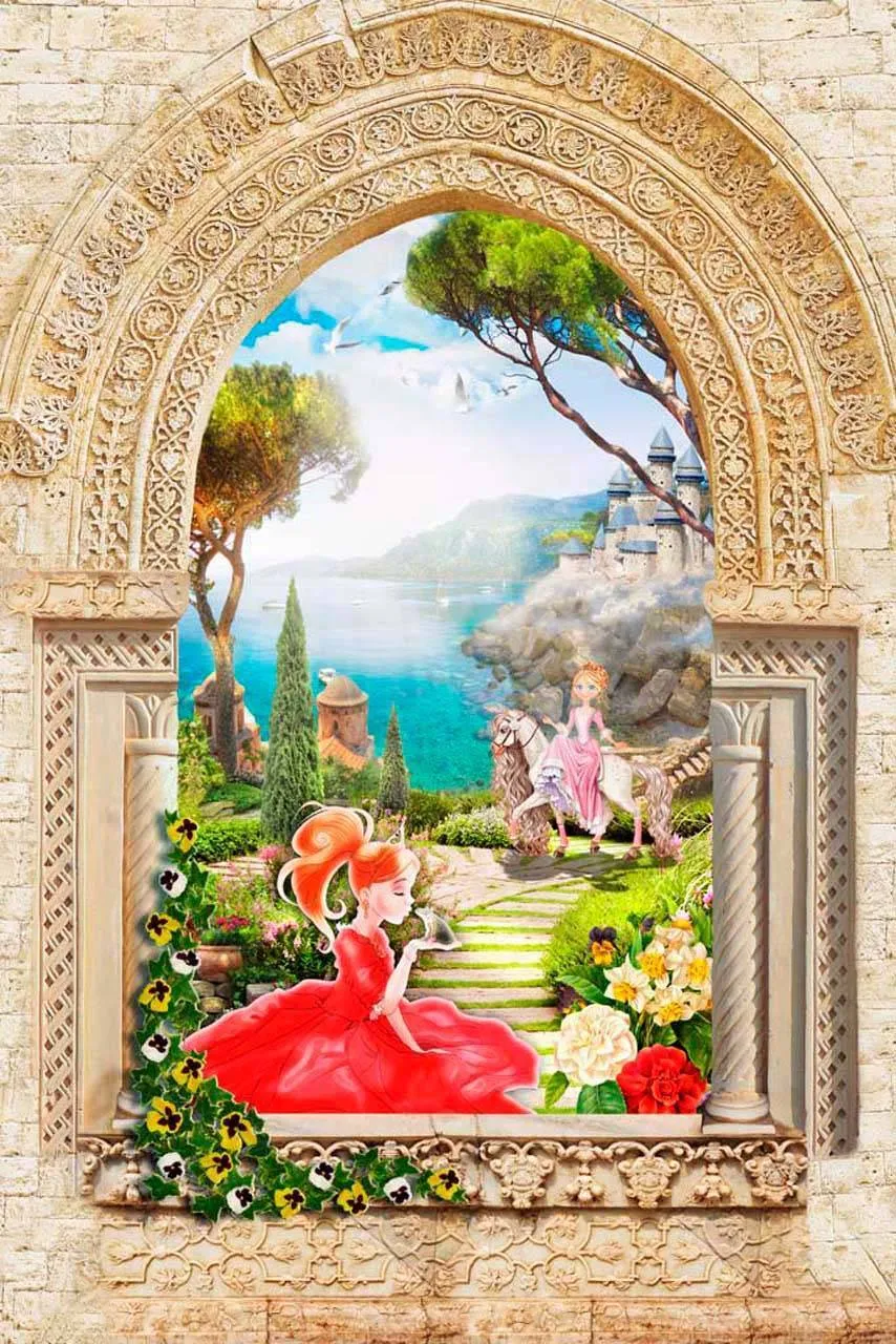 Фотообои в интерьере арка с принцессами  7-226 фото