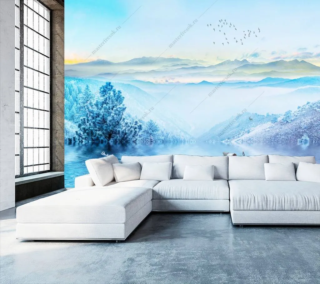 Фотообои в интерьере туман в долине  10-695 фото
