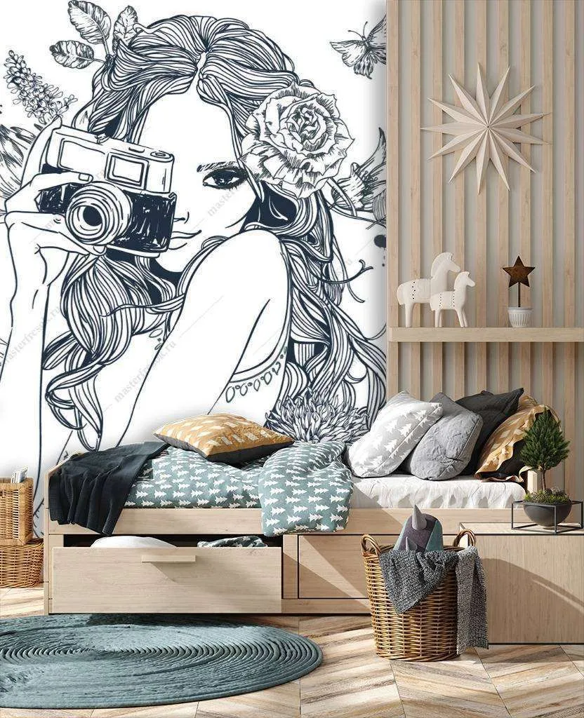 Фотообои Бесшовные обои на стену:  Стильная девушка. Артикул: 12-1133  