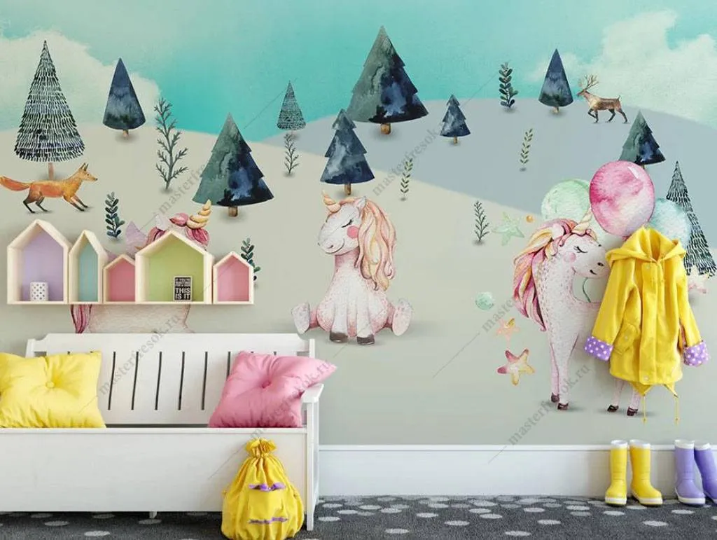 Фотообои Милашки единороги  16-040