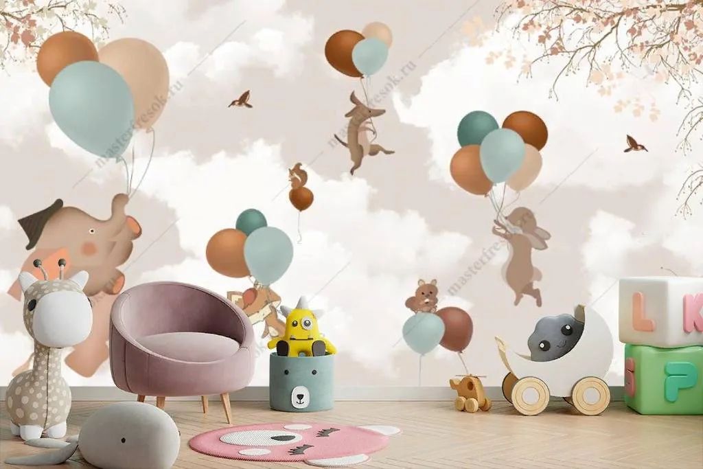 Фотообои На воздушных шариках  12-1157