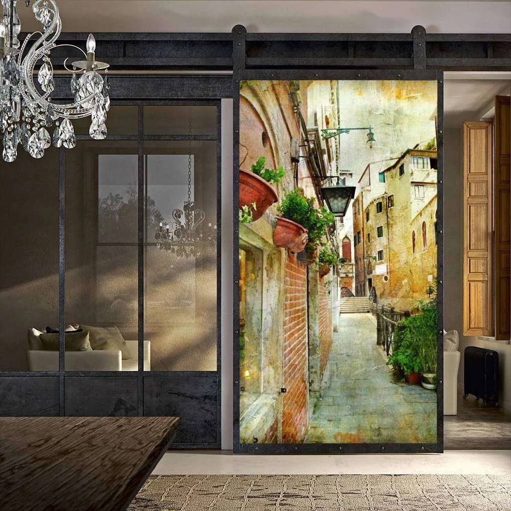 Фотообои Бесшовные обои на стену:  Улочка с фонарями. Артикул: 11-028  