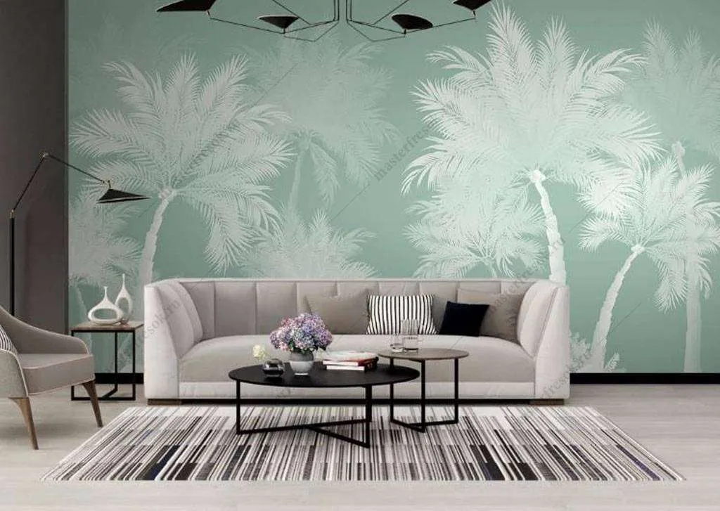 Фотообои в интерьере белая пальма  16-124 фото