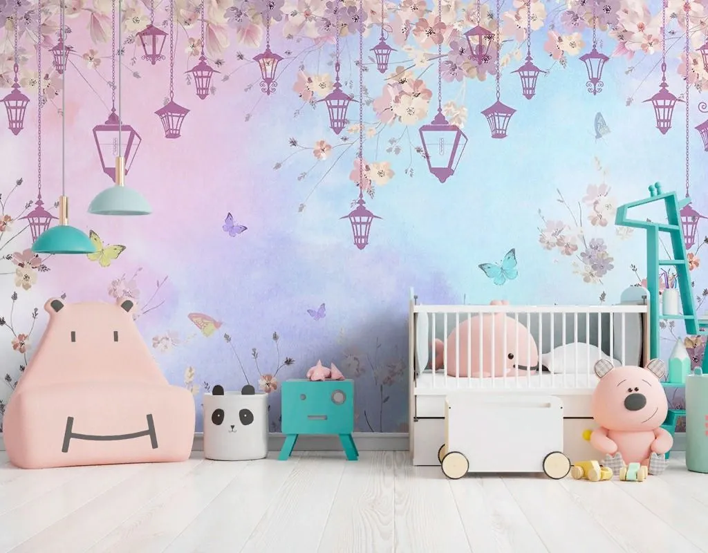 Фотообои в интерьере фонарики детский фон   14-748 фото