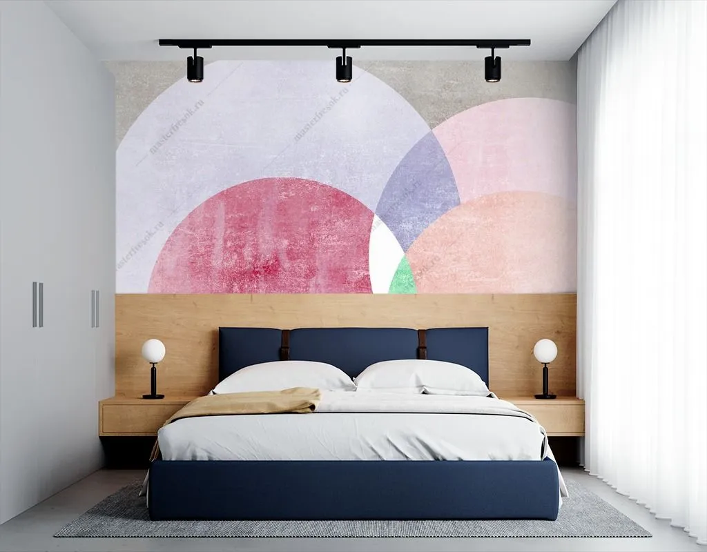 Фотообои в интерьере абстракция цветные круги  9-1814 фото