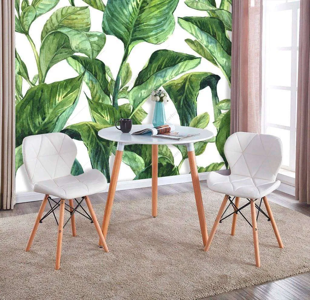 Фотообои в интерьере узор из листьев  9-1205 фото