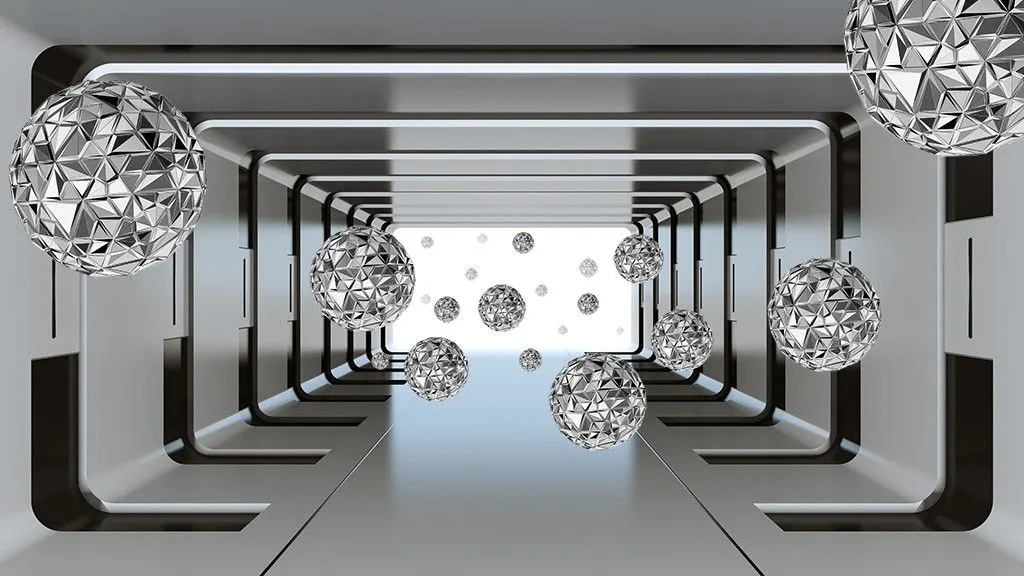 Фотообои в интерьере тоннель 3д с шарами  9-1594 фото