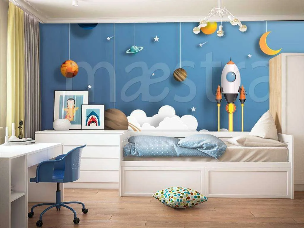 Фотообои в интерьере 3д космос  12-423 фото