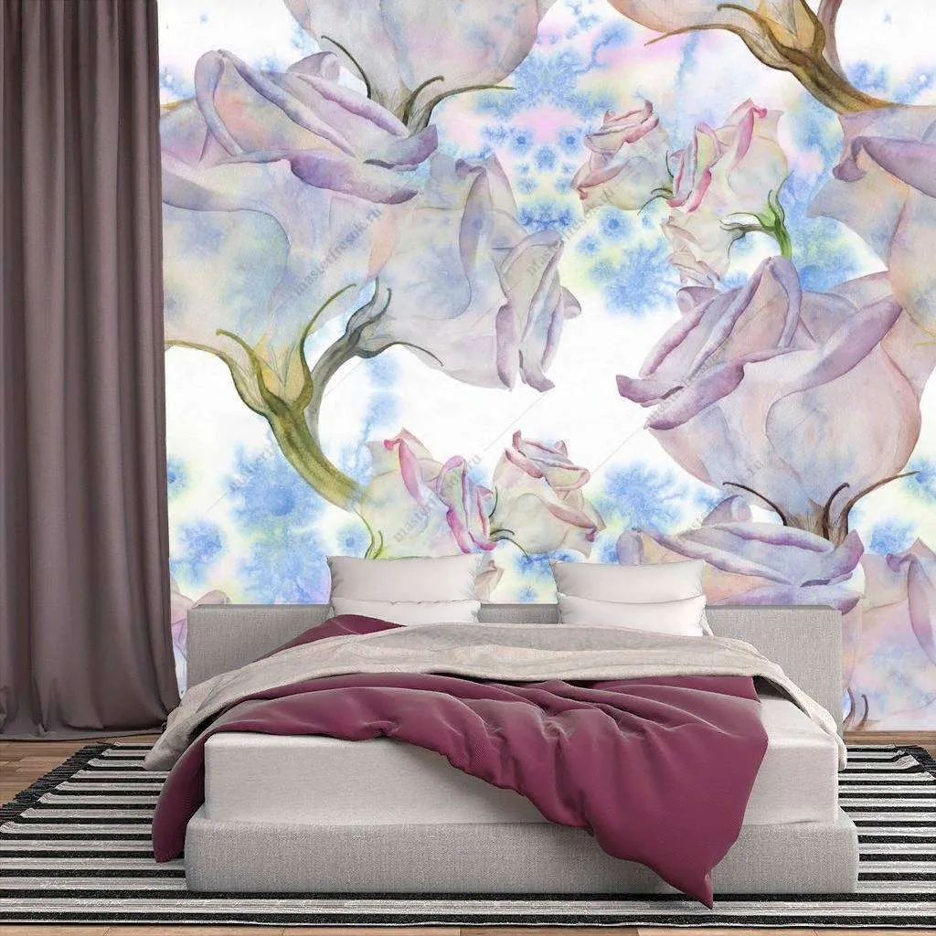 Фотообои в интерьере розовая акварель  9-1175 фото