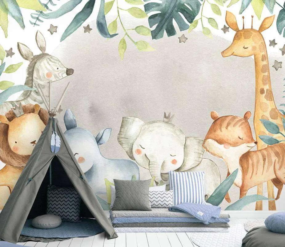 Фотообои в интерьере джунгли для малышей  15-349 фото