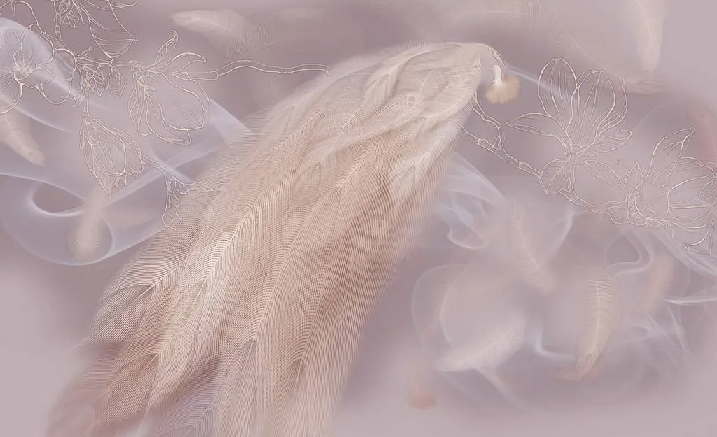 Фотообои в интерьере перья нежные  13-263 фото