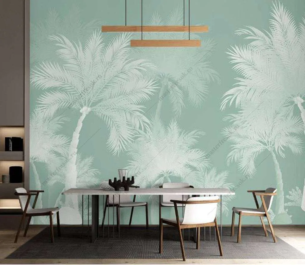 Фотообои в интерьере белая пальма  16-124 фото