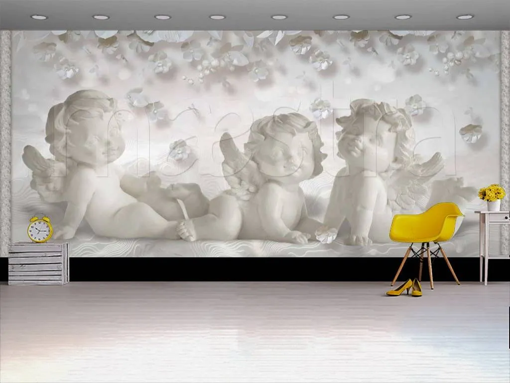 Фотообои в интерьере фигурки ангелов  7-454 фото
