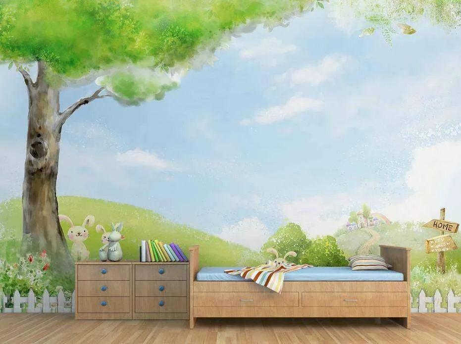 Фотообои в интерьере дерево в детскую  15-149 фото