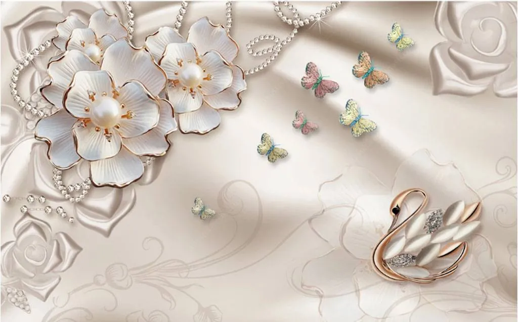 Фотообои в интерьере жемчужный лебедь  15-807 фото