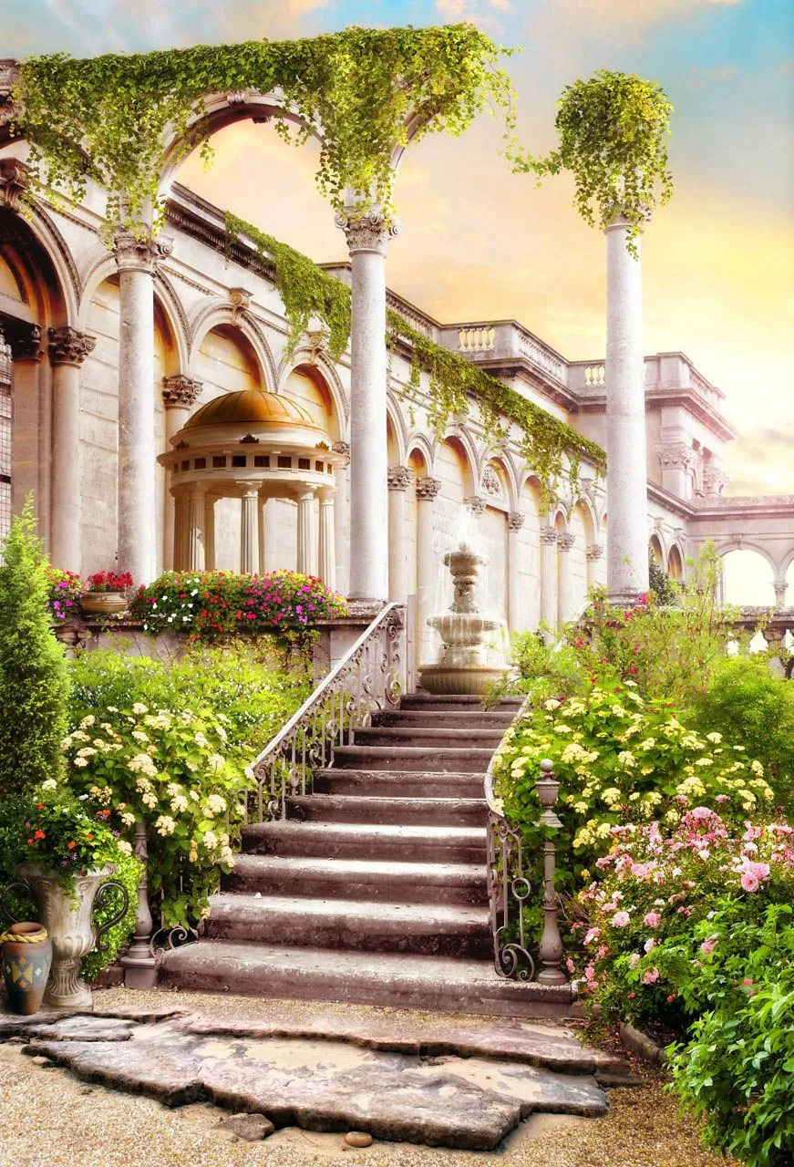 Фотообои в интерьере фонтан у беседки  19-0065 фото