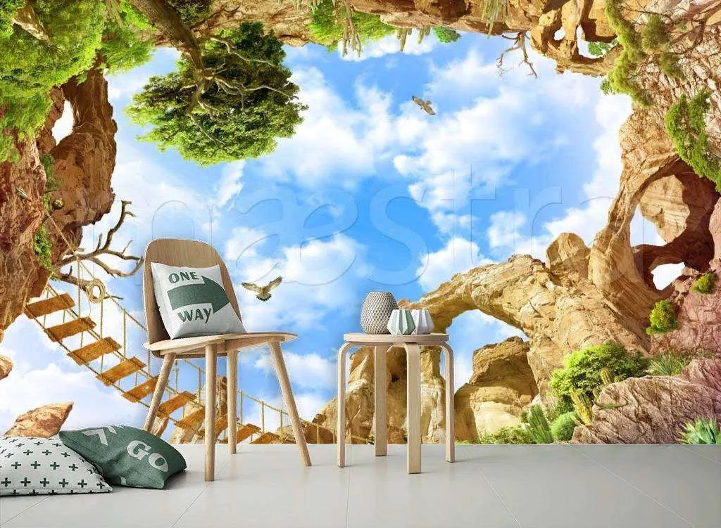 Фотообои Подвесной мост высоко в горах  11-131