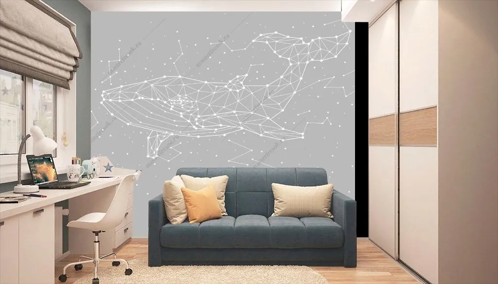 Фотообои в интерьере созвездие кит  14-301 фото