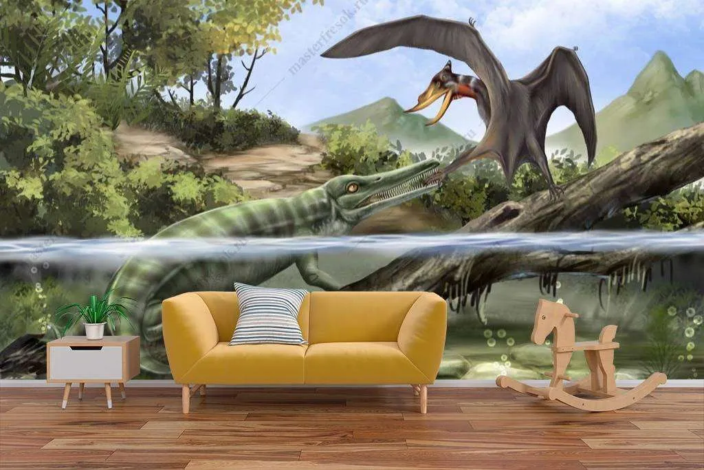 Фотообои в интерьере динозавр фэнтези  12-1110 фото