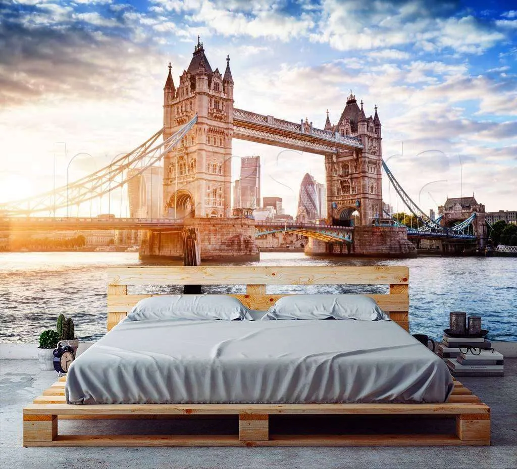 Фотообои в интерьере рассвет на тауэрском мосту  9-517 фото