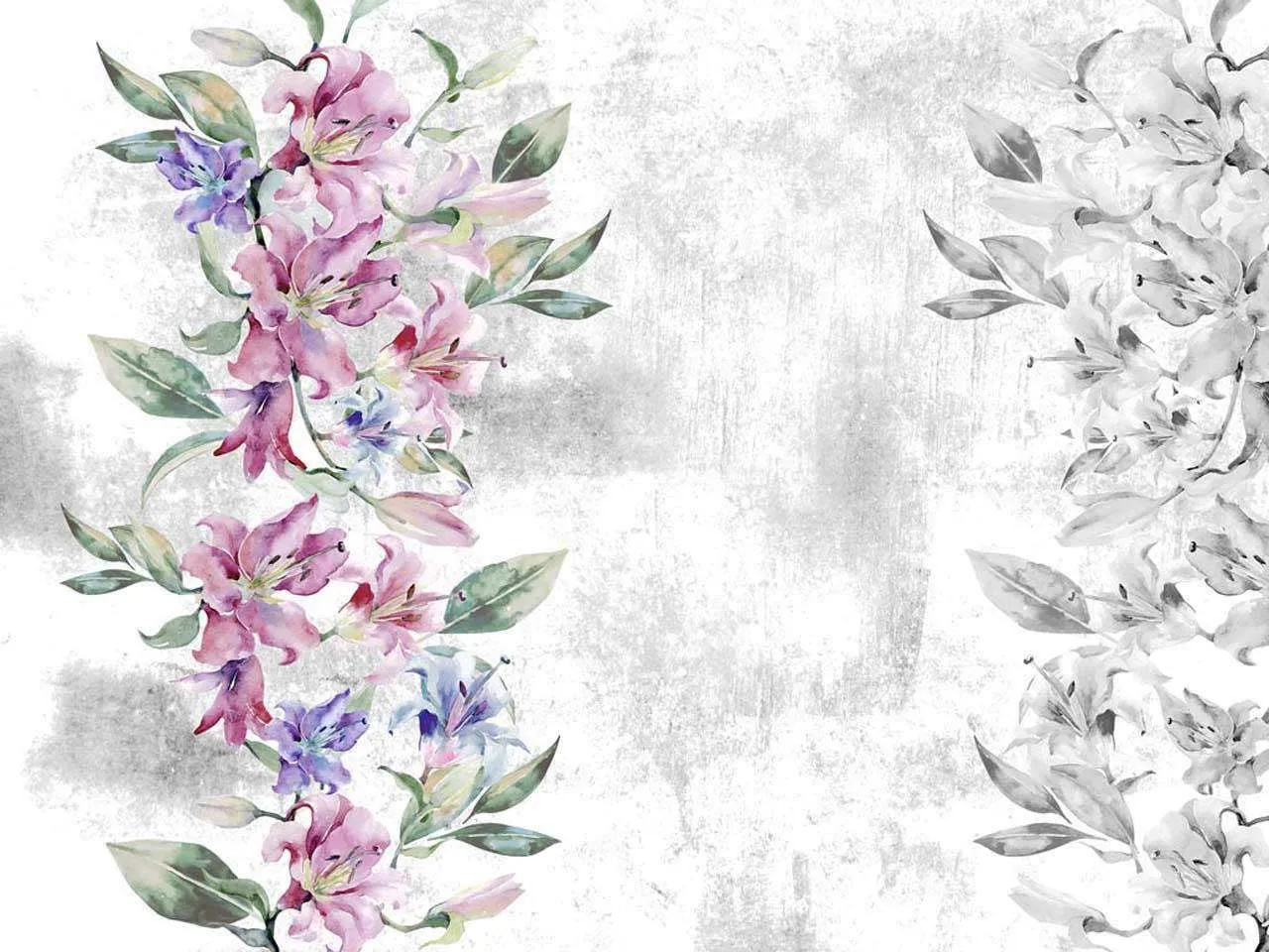 Фотообои в интерьере цветы орнамент горизонтальный  7-979 фото