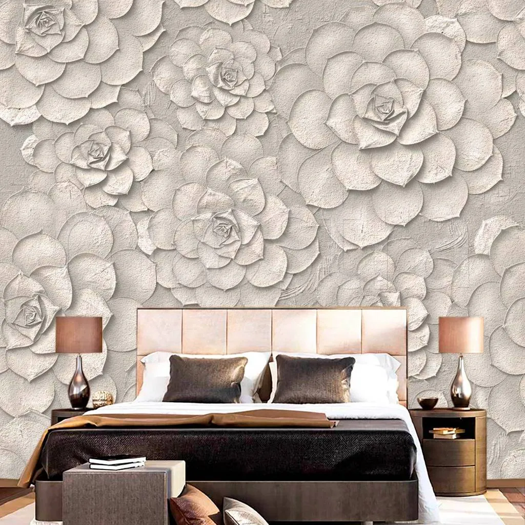 Фотообои 3д розы из лепнины  10-474