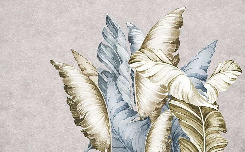 Фотообои в интерьере широкие листья  9-1719 фото