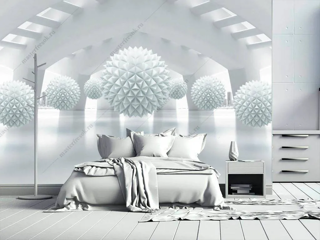 Фотообои в интерьере 3д объемные фактурные шары  10-791 фото