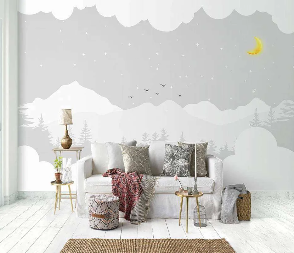 Фотообои в интерьере облачко в лесу  15-263 фото