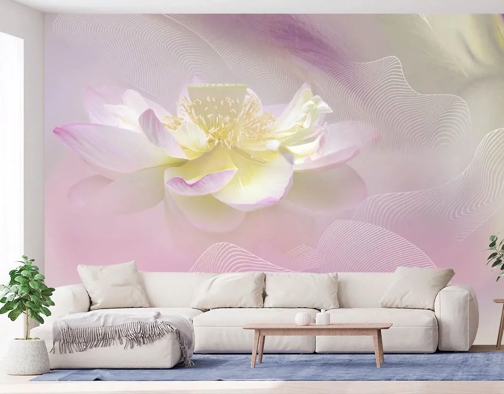 Фотообои в интерьере флюид арт и цветы  13-748 фото