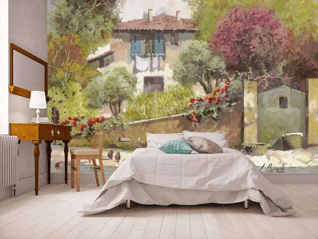 Фотообои в интерьере улочка в зелени  8-011 фото