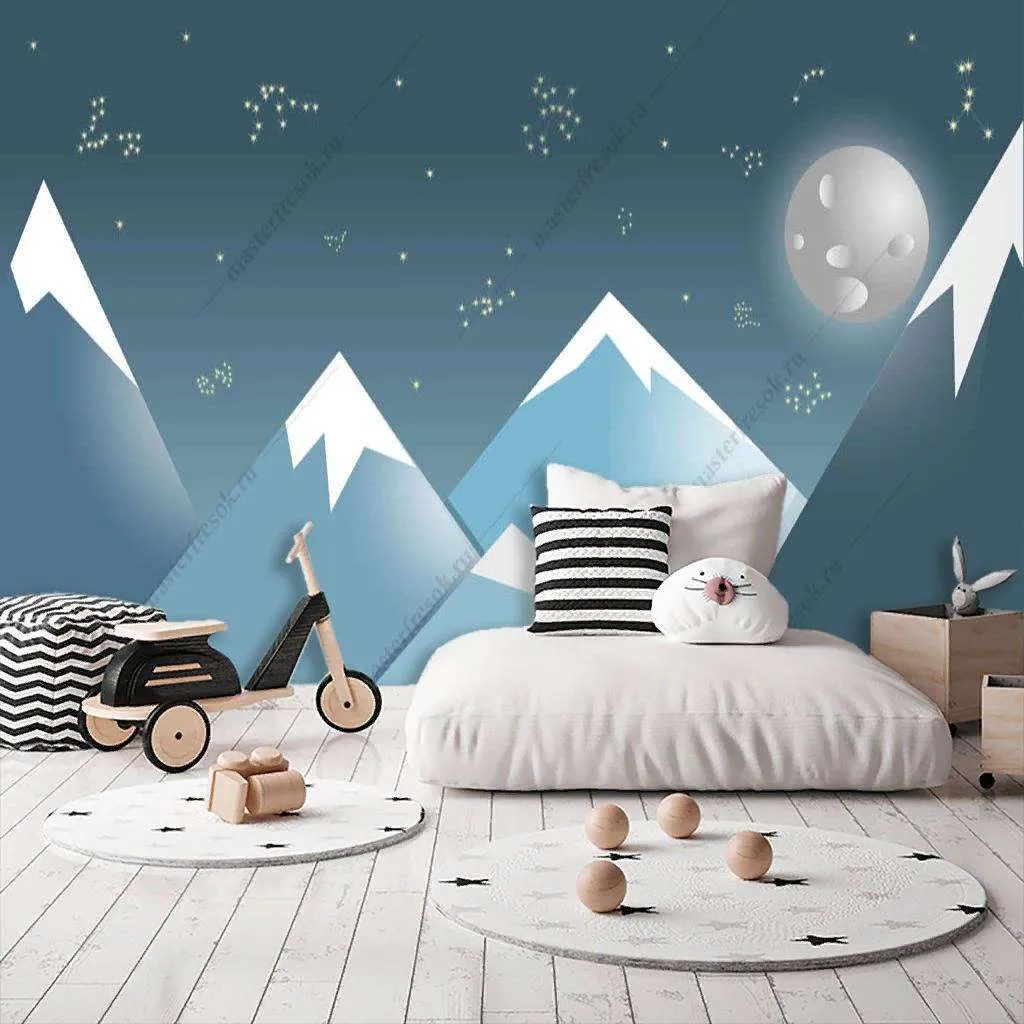 Фотообои в интерьере горы ночью  12-855 фото